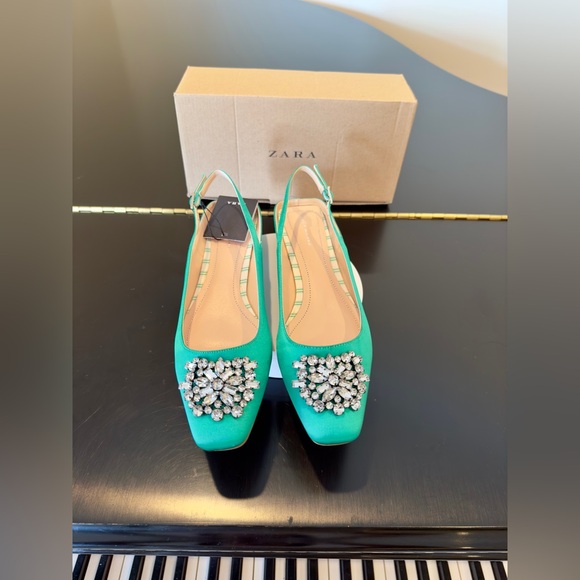 NWT Zara Luxury Spring Summer Wedding Embelished Bejeweled slingback mules/shoes - Picture 7 of 17